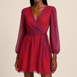 Diane Von Furstenberg Vibrant Red and Purple Wrap Dress